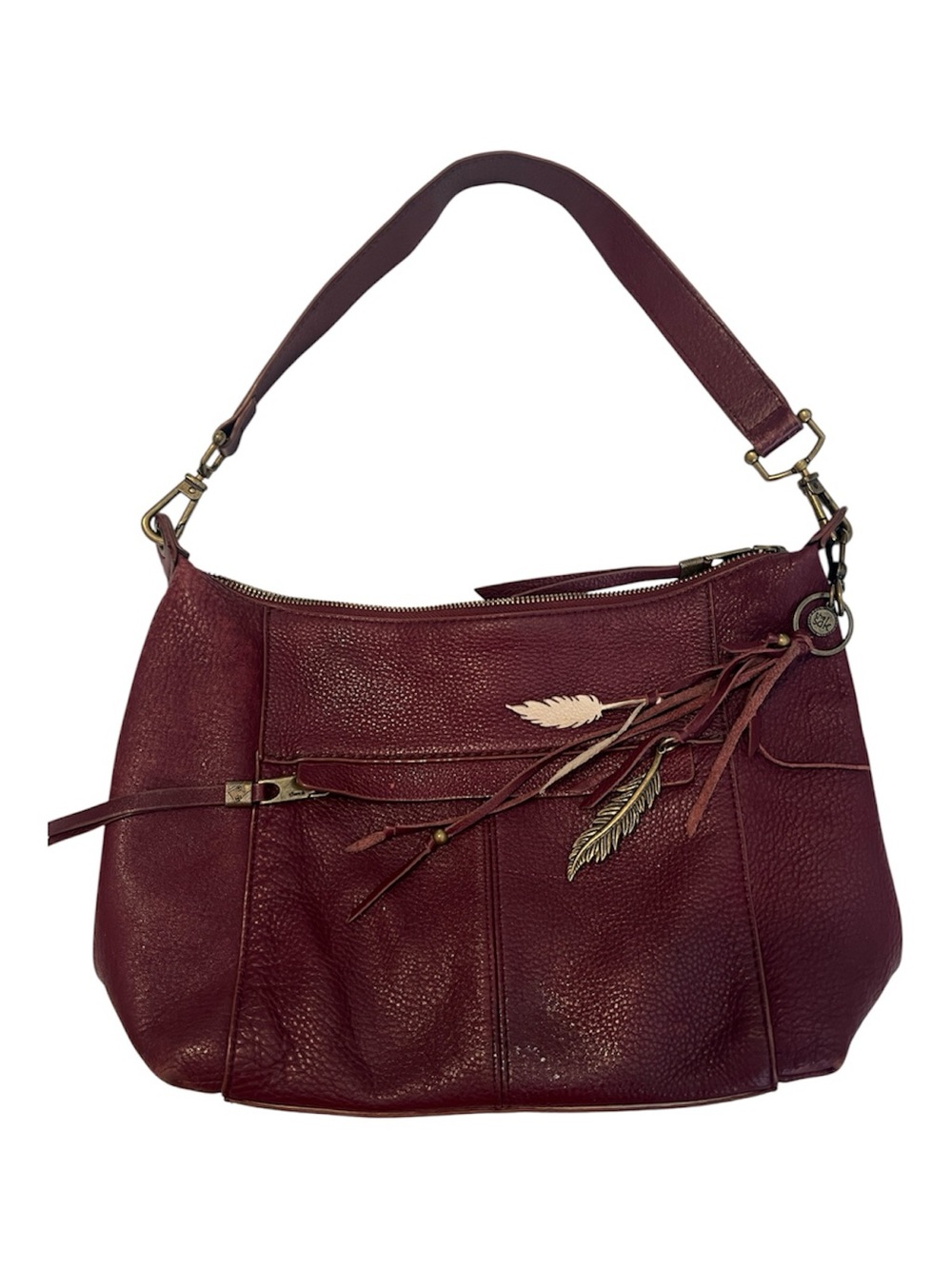 The Sak Beautiful Soft Leather Deep Burgundy Handbag w/ Leather/Metal Hang tag